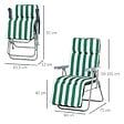 OUTSUNNY - Lot de 2 chaise longue bain de soleil adjustable pliable transat lit de jardin en acier vert + blanc - vignette