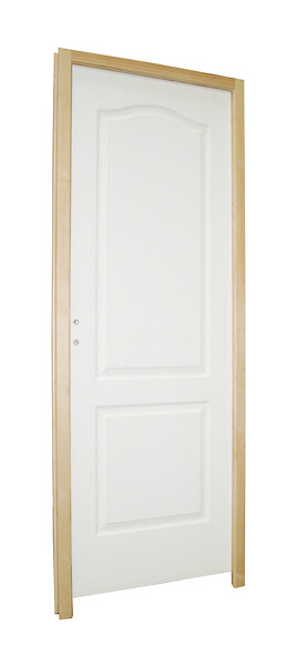 BALLAY - Bloc-porte alvéolaire postformé 2 panneaux Chapeau de gendarme-204x73cm poussant droite / Huisserie bois brut, section : 66x56 mm - large
