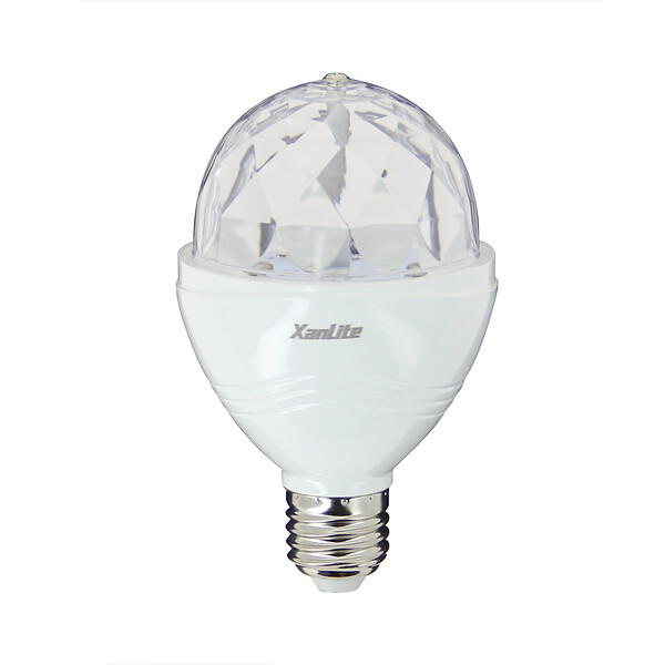 XANLITE - Ampoule LED RVB motorisée, culot E27, 3,2W, couleurs changeantes, angle 180°, effet boule à facette - large