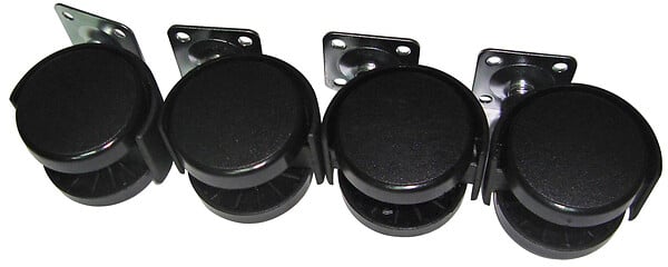 GO/ON - Lot de 4 roulettes pivotantes noires D50 mm - large
