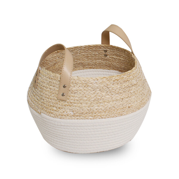 LE MARQUIER - Panier à bûches et granulés Natura - Blanc et beige - large