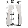 HOMCOM - Armoire penderie multi-rangement - 5 étagères - dim. 84L x 42l x 158,5H cm - métal noir motif fleurs 2 rideaux blanc - vignette