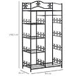 HOMCOM - Armoire penderie multi-rangement - 5 étagères - dim. 84L x 42l x 158,5H cm - métal noir motif fleurs 2 rideaux blanc - vignette