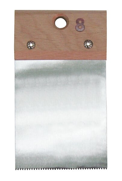 Couteau à colle denté manche bois 8cm - large