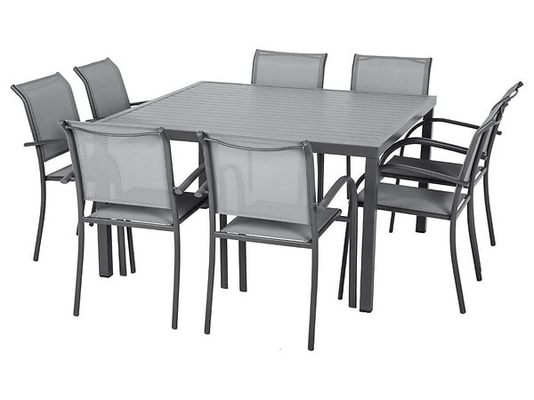 HESPERIDE - Table de jardin carrée Piazza 8 places Graphite - Hespéride - large