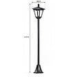 HOMCOM - Outsunny Luminaire extérieur solaire lampadaire lanterne classique LED 40 Lm dim. 18L x 18l x 160H cm noir - vignette