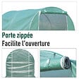 OUTSUNNY - Serre de jardin tunnel surface sol 6 m² 3L x 2l x 2,10H m châssis tubulaire renforcé porte zippée 4 fenêtres enroulables vert - vignette