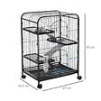PAWHUT - PawHut Cage pour Petits Animaux Roulante 3 Rampes 3 Plates-formes Plat et Bouteille d'Eau Bac Inférieur Amovible Acier PP Noire - vignette