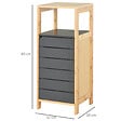HOMCOM - Meuble colonne rangement salle de bain style cosy dim. 32L x 30l x 80H cm porte étagères niche bambou gris - vignette