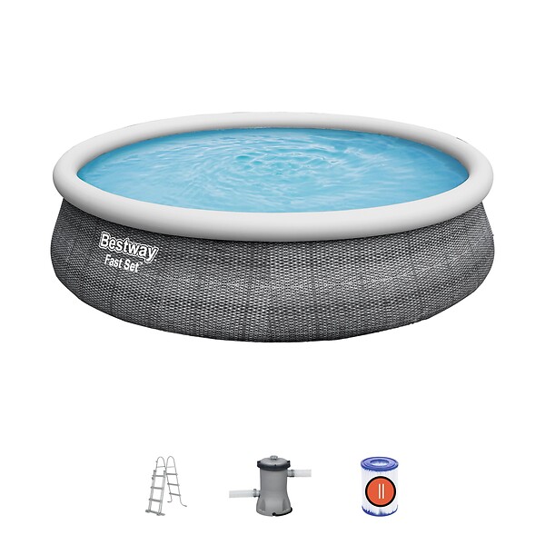 BESTWAY - Piscine autoportante Fast set - Rotin - Gris - 457x107cm - large