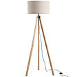 HOMCOM - Lampadaire trépied style scandinave 40 W max. dim. 45L x 45l x 152H cm bois de pin lin beige - vignette