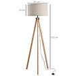 HOMCOM - Lampadaire trépied style scandinave 40 W max. dim. 45L x 45l x 152H cm bois de pin lin beige - vignette