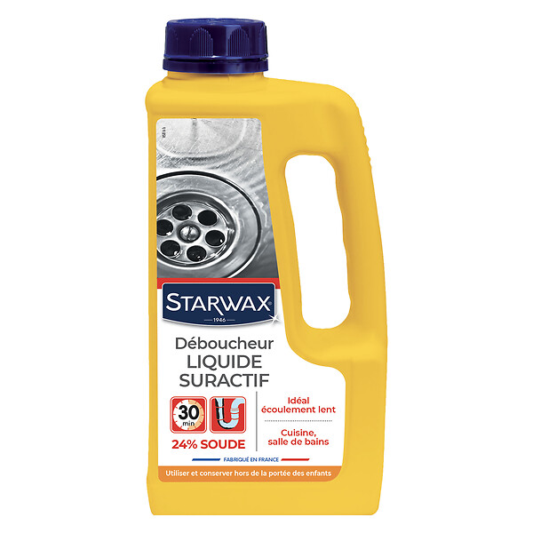 STARWAX - Déboucheur liquide Soude Cuisine-Salle de bains 1l - large