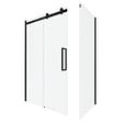 AURLANE - Porte de douche coulissante 140x200 cm noir mat - rail soft close + RETOUR 90 cm - vignette
