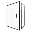AURLANE - Porte de douche + Retour 140x90x200 cm - Verre 6 mm - Profilé Noir - CRUSH - vignette