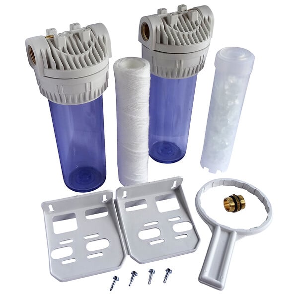 AQUAWATER - Filtre double avec cartouches de filtration et anticalcaire - 6 mois - large