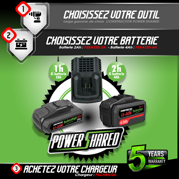 CONSTRUCTOR - Taille haies sur perche 20V max sans batterie - Lame 51cm - large