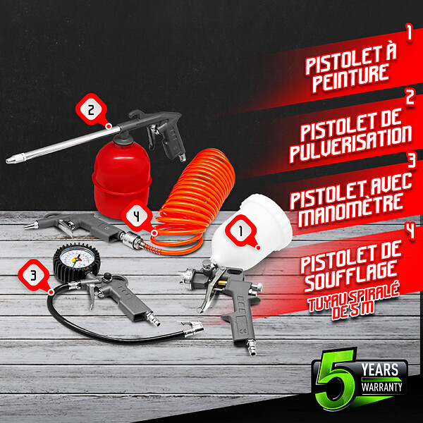 CONSTRUCTOR - Kit d accessoires 5pcs pour compresseur - Construc - large