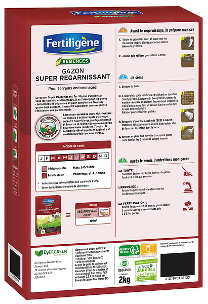 FERTILIGEN - Gazon Super Regarnissant pour terrains endommagés - 100m² - large