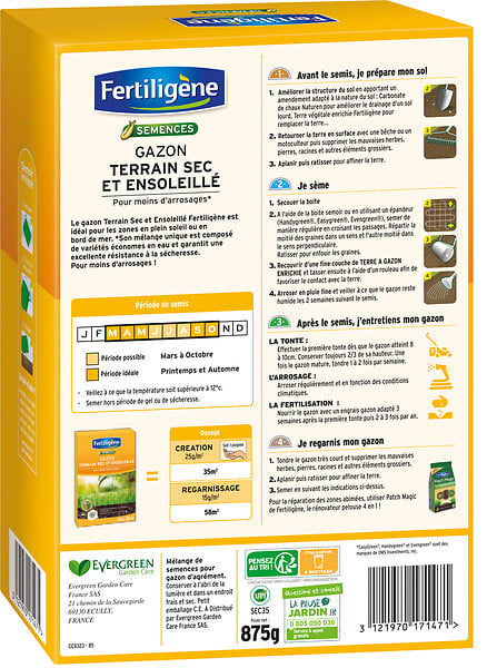 FERTILIGEN - Gazon Terrain sec et ensoleillé pour moins d'arrosages 35m² - large