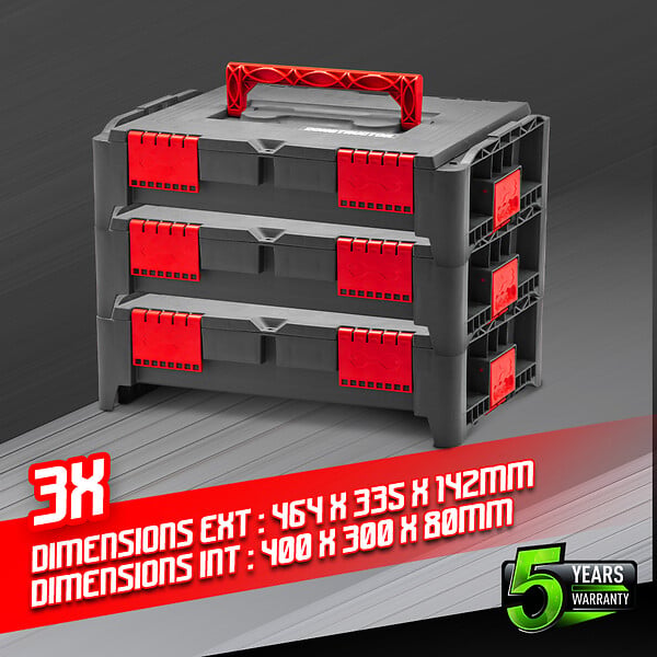 CONSTRUCTOR - Lot de 3 coffrets empilables BEPS1 - Constructor - large