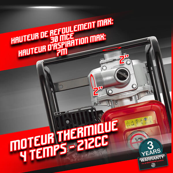 MASTER PUMPS - Pompe à  eau thermique 212cc 33000 l/h Master Pumps - large