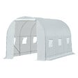 OUTSUNNY - Serre de jardin tunnel surface sol 7 m² 3,5L x 2l x 2H m châssis tubulaire renforcé 18 mm 6 fenêtres blanc - vignette