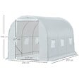 OUTSUNNY - Serre de jardin tunnel surface sol 7 m² 3,5L x 2l x 2H m châssis tubulaire renforcé 18 mm 6 fenêtres blanc - vignette