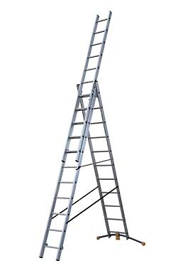 HAILO - Echelle transformable 3 plans à base rapportee - 3x11 echelons - large