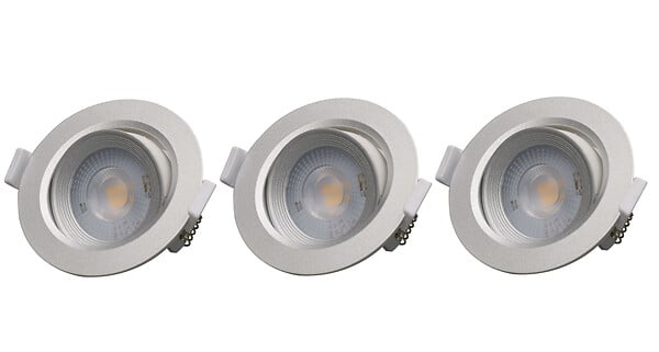 MODE DE VIE - Spot à encastrer avec LED intégrée - Lot de 3 - Gris argent - 5W - large