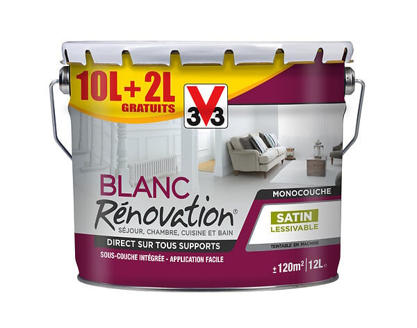 V33 PEINTURE - Peinture renovation - Blanc mat - 10+2L - large