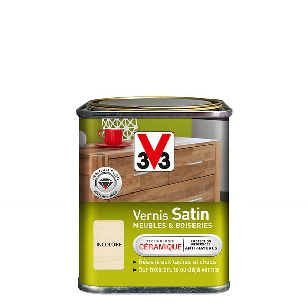 V33 BOIS - Vernis Meubles et Boiseries Satin Incolore Pot 1l - large