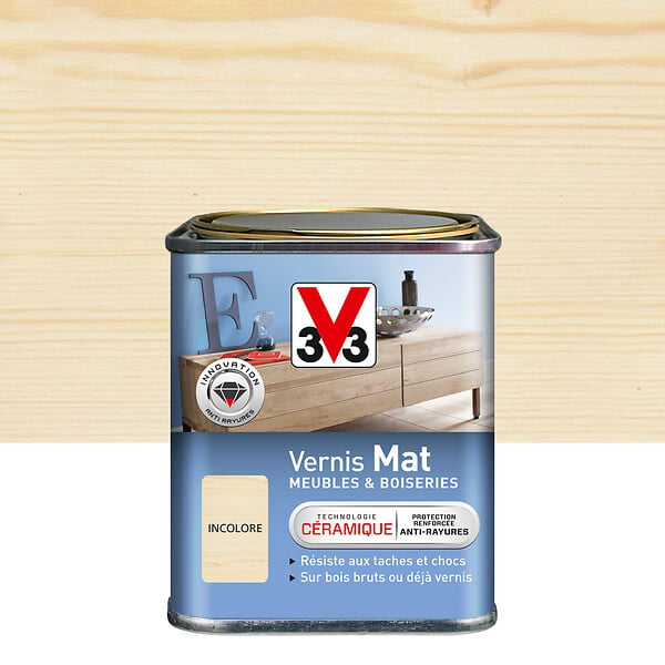 V33 BOIS - Vernis Meubles et Boiseries Mat Incolore Pot 0.25l - large
