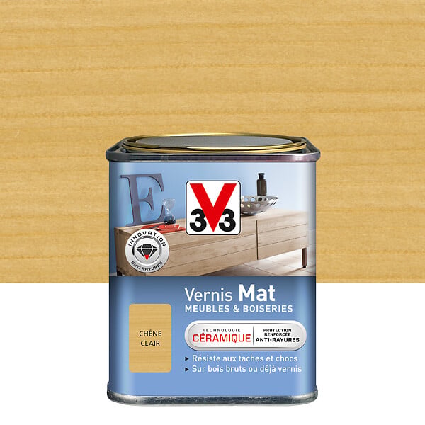 V33 BOIS - Vernis Meubles et Boiseries Mat Chêne clair Pot 0.25l - large