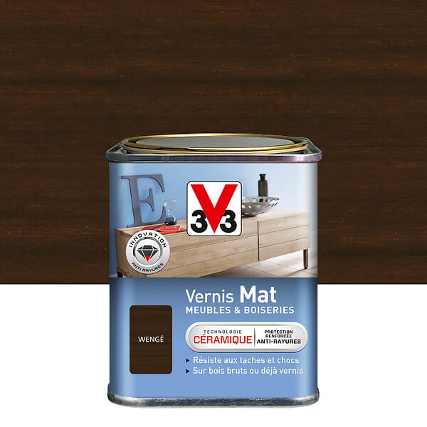 V33 BOIS - Vernis Meubles et Boiseries Mat Wenge Pot 0.25l - large