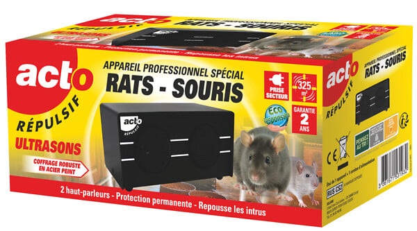 ACTO - Répulsif ultrasons professionnel rats - souris - large