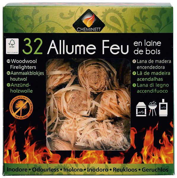 CHEMINETT - Allume-feu laine de bois x32 - large