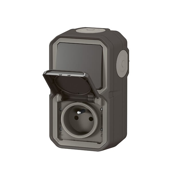 LEGRAND - Plexo prise 2p+t std franco-belge + va-et-vient vertical anthracite - large