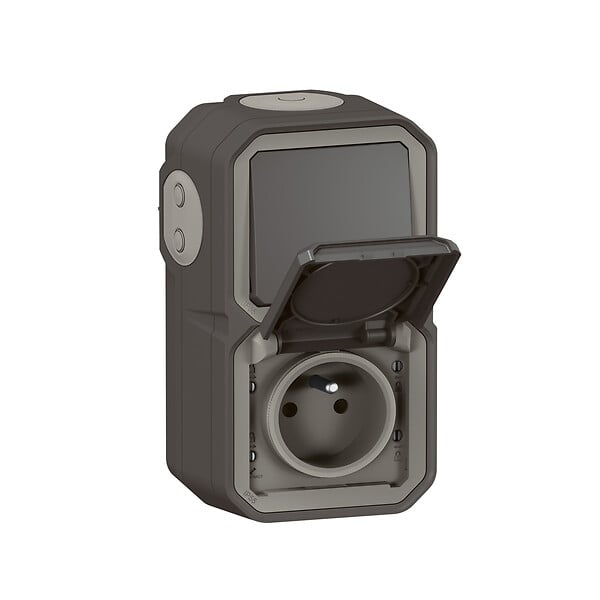 LEGRAND - Plexo prise 2p+t std franco-belge + va-et-vient vertical anthracite - large