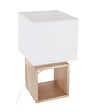 ATMOSPHERA - Lampe à poser en Bois et Abat-jour carré H 32 cm - vignette