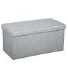 ATMOSPHERA - 2 en 1 Pouf pliant double et coffre de rangement Gris clair aspect Lin 76.6 x H 37.5 cm - vignette