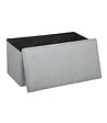 ATMOSPHERA - 2 en 1 Pouf pliant double et coffre de rangement Gris clair aspect Lin 76.6 x H 37.5 cm - vignette