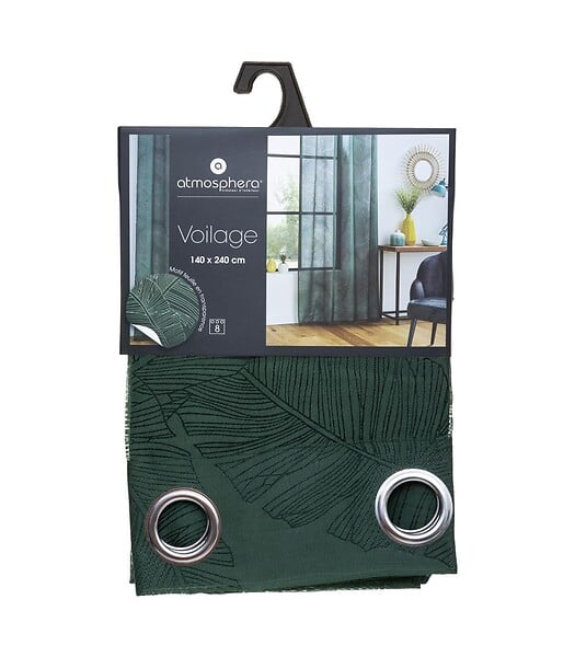 ATMOSPHERA - Voilage à œillets Vert motif Feuille 140 x 240 cm - large
