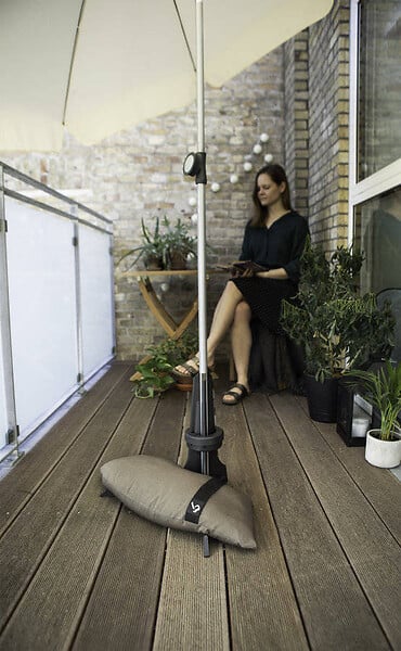 BASER - Pied Pour Parasol De Balcon Marron Foncé - De Ø20 À 40 Mm - 20 Kg - large