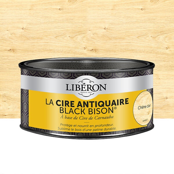 LIBERON - Cire antiquaire pâte Black Bison Chêne clair Pot 0.5l - large