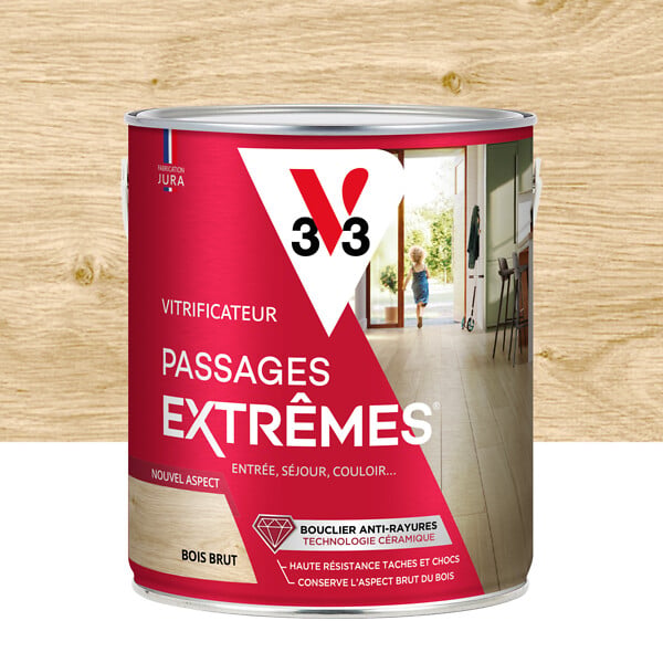 V33 BOIS - Vitrificateur passages extrêmes - Bois brut - 2,5L - large