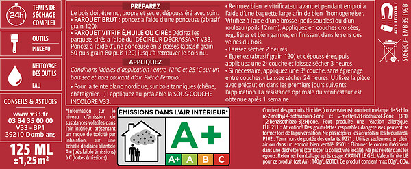 V33 BOIS - Vitrificateur passages extrêmes® incolore brillant 125 ML - large
