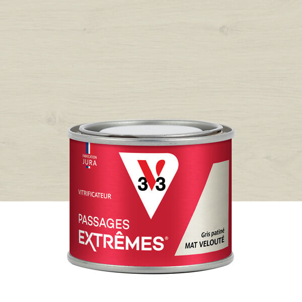 V33 BOIS - Vitrificateur passages extrêmes® gris patiné 125 ML - large