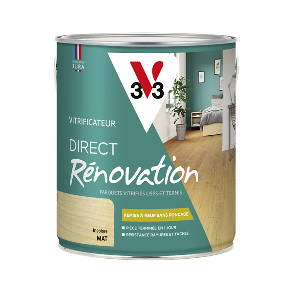 V33 BOIS - Vitrificateur direct rénovation incolore mat 2.5 L - large