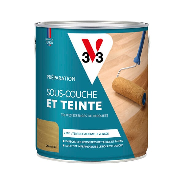 V33 BOIS - Sous-couche et teinte parquets - Chêne clair - 2.5L - large